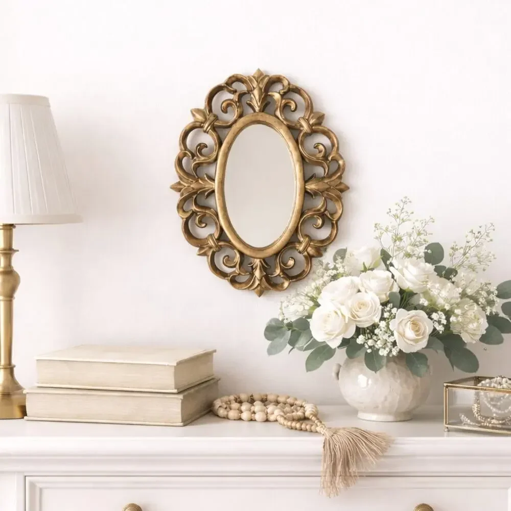 Vintage Decoline French Provincial Oval Wall Mirror 15